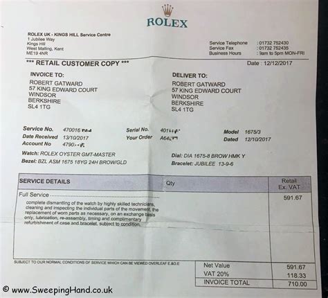 rolex receipt pdf